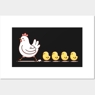 Little chicks follow chicken mom Posters and Art